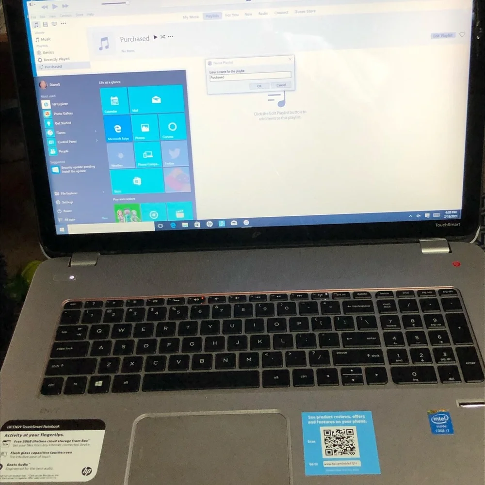 17” touch screen laptop. With wonderful case. Used for 2-3months.